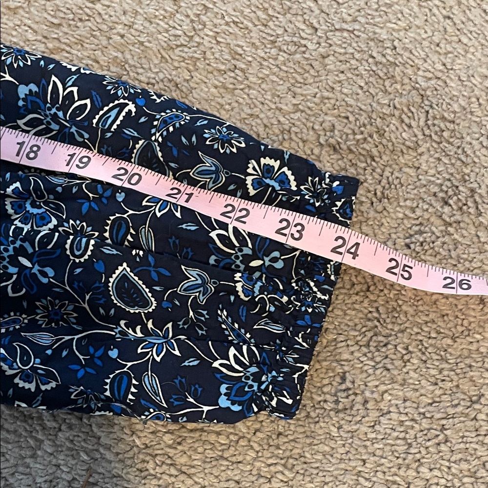 LOFT Dark Blue Floral Patterned Long Sleeve Blouse | Large NWT - Picture 12 of 14